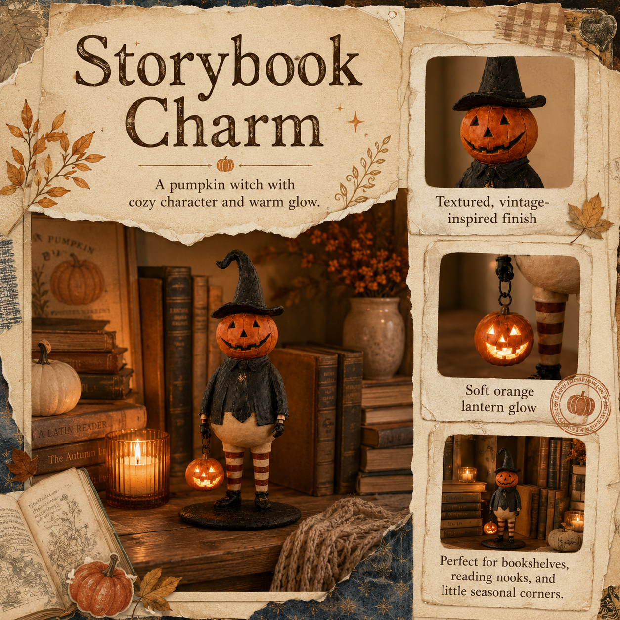 Pumpkin Witch Lantern Tabletop Decor