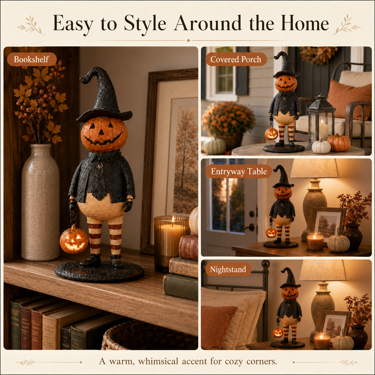 Pumpkin Witch Lantern Tabletop Decor