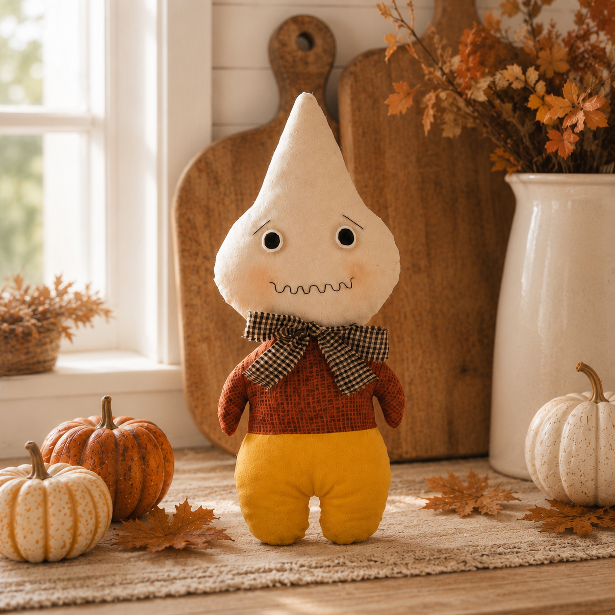 Whimsical Harvest Ghost & Scarecrow Plush Décor