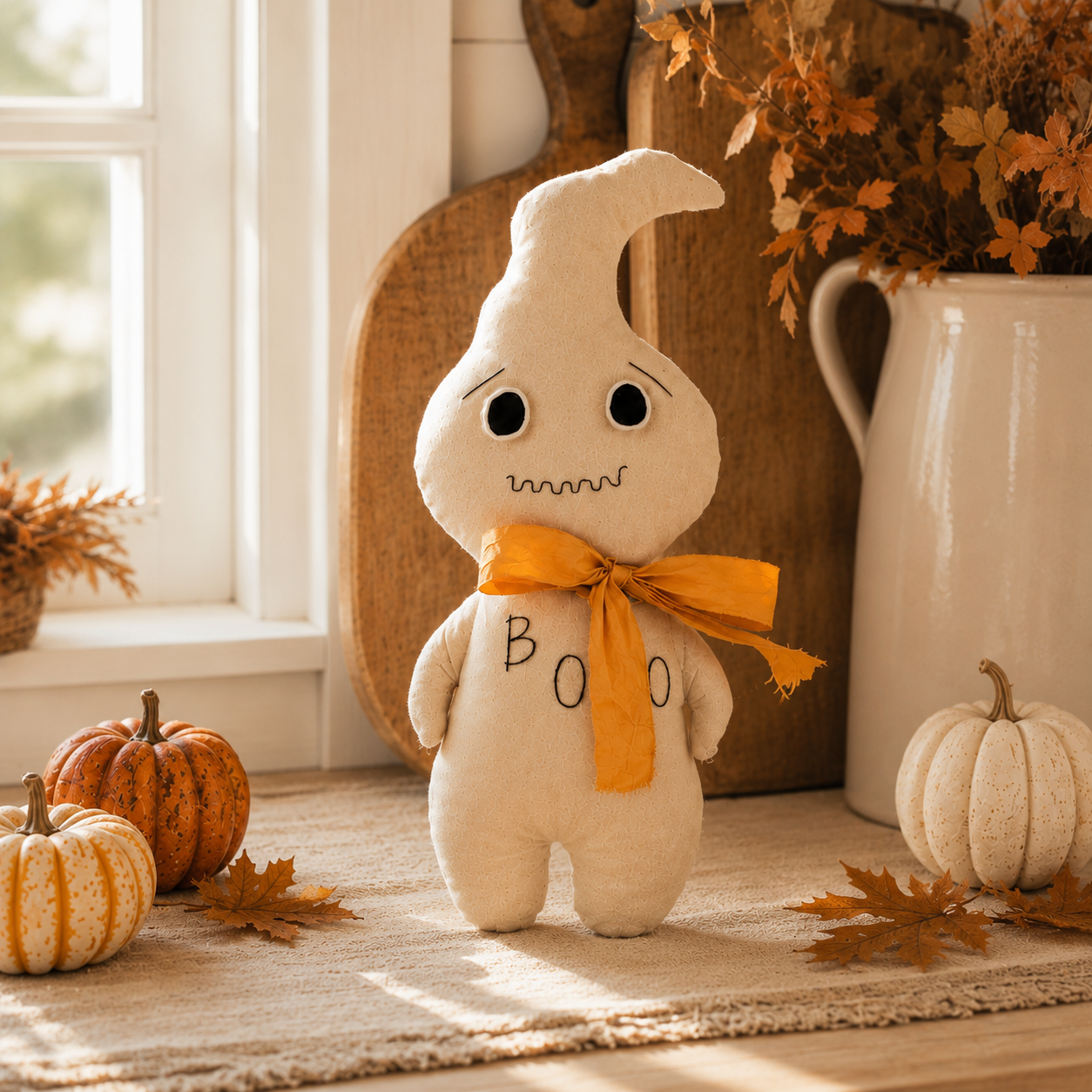 Whimsical Harvest Ghost & Scarecrow Plush Décor