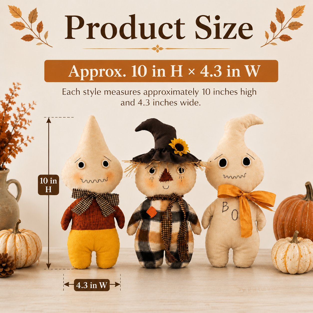 Whimsical Harvest Ghost & Scarecrow Plush Décor