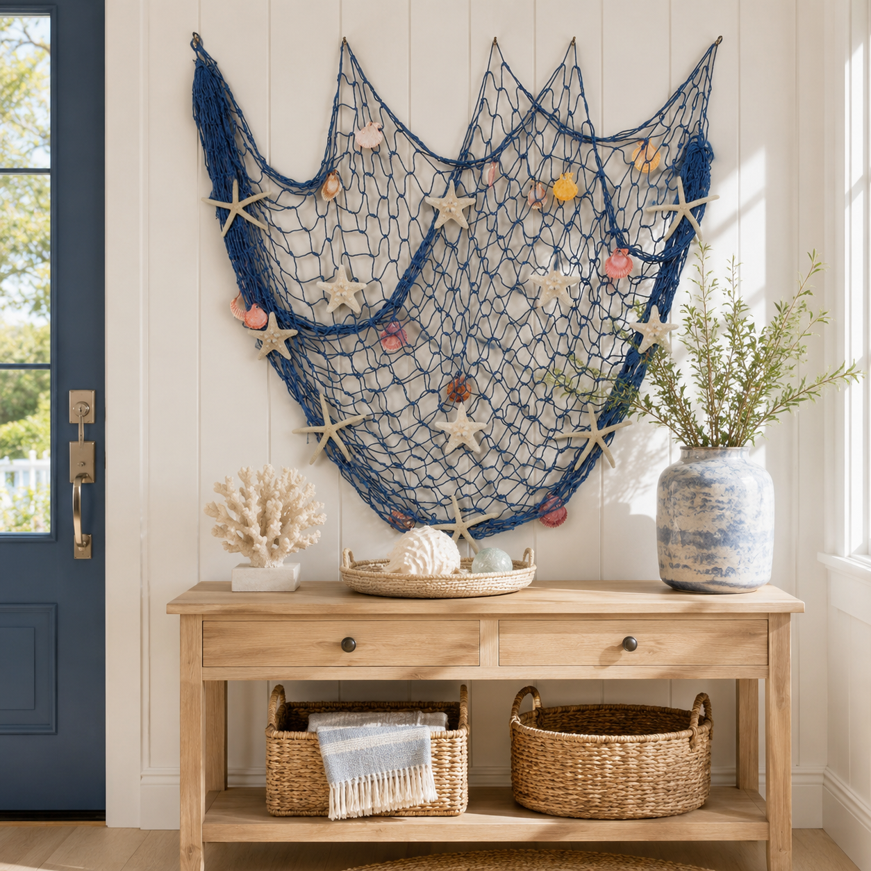 Lighted Coastal Fishing Net Wall Decor