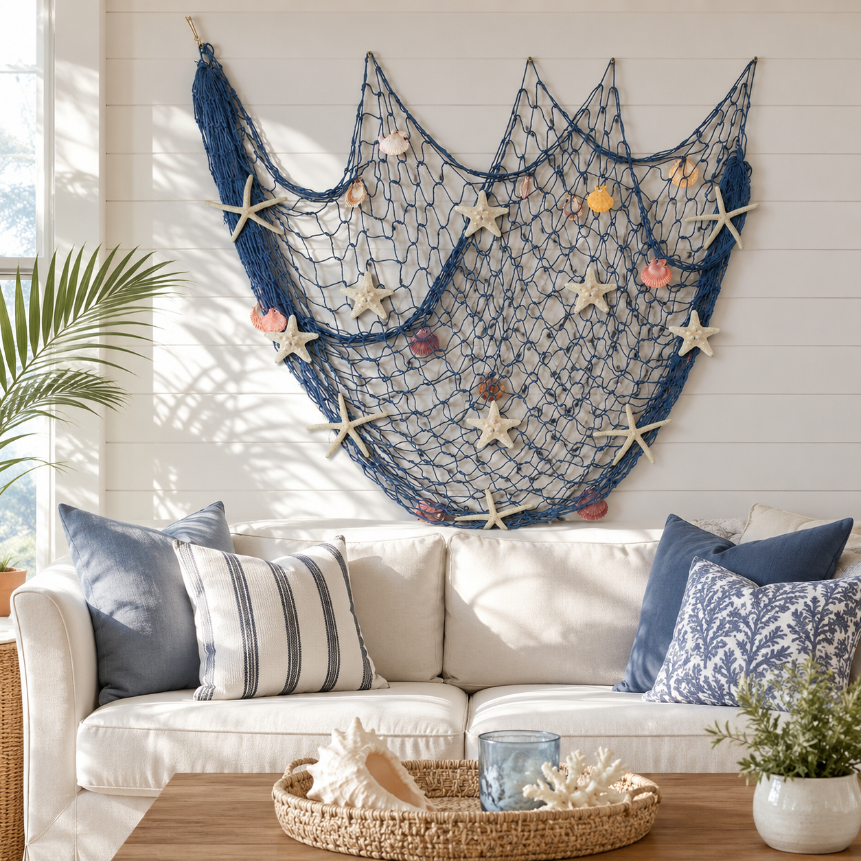 Lighted Coastal Fishing Net Wall Decor