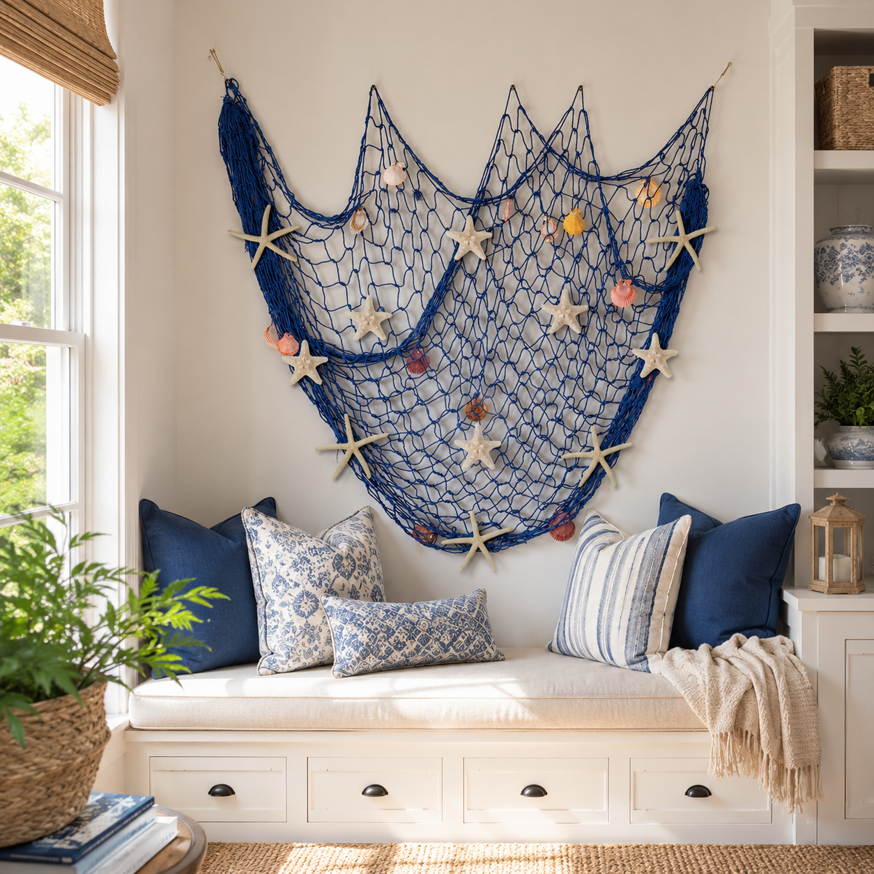 Lighted Coastal Fishing Net Wall Decor