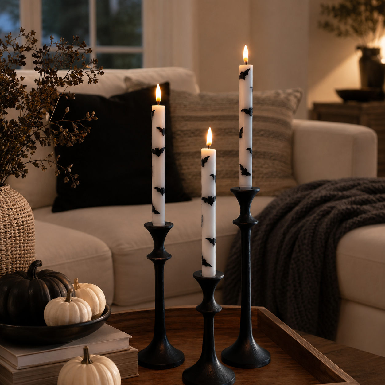 4 Pack Bat Flameless Taper Candles with Remote