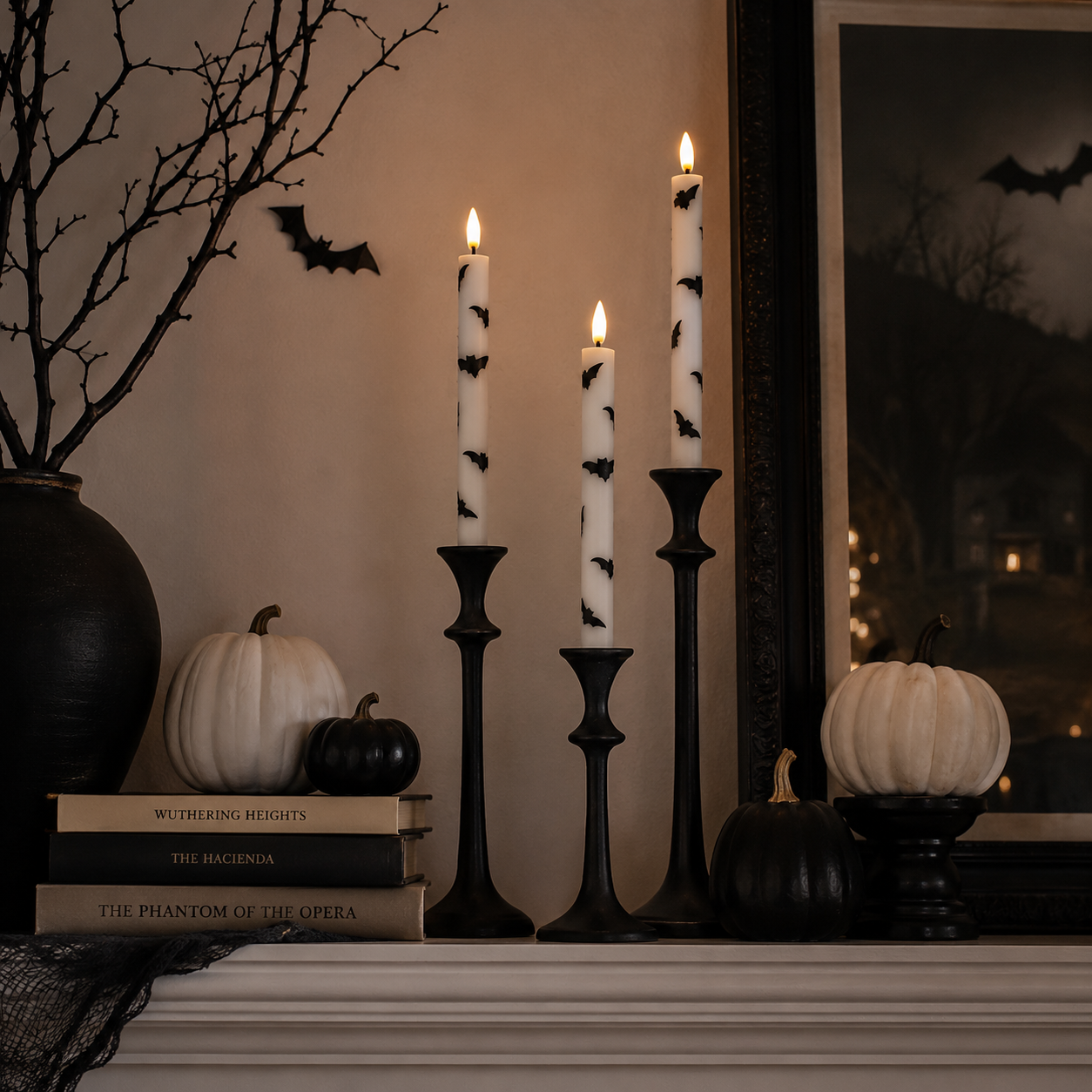 4 Pack Bat Flameless Taper Candles with Remote