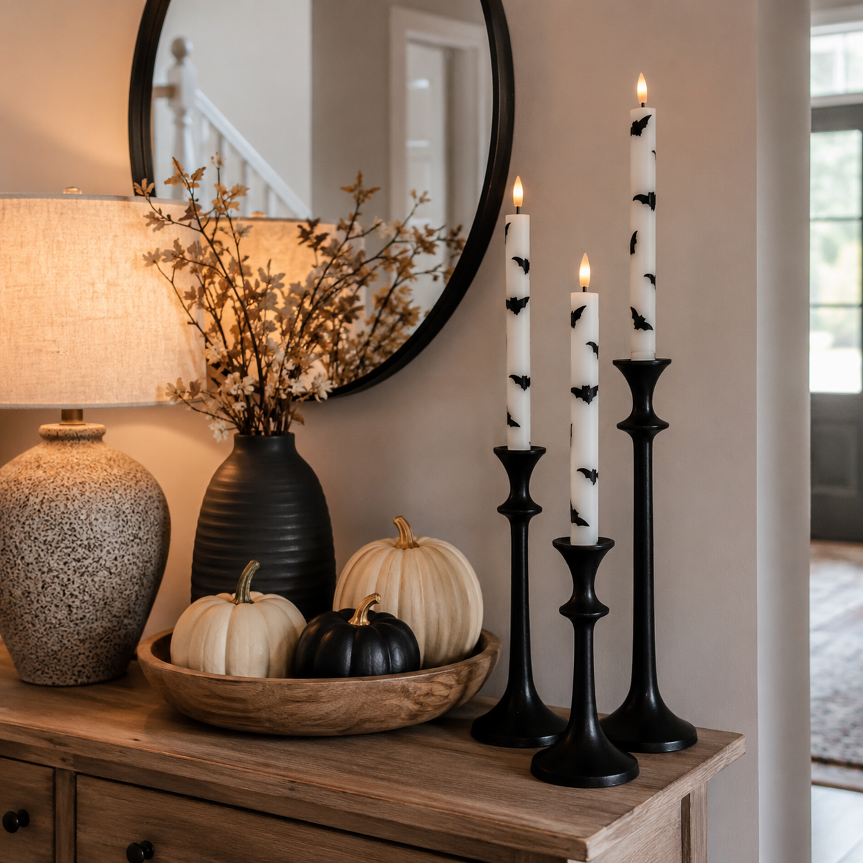 4 Pack Bat Flameless Taper Candles with Remote