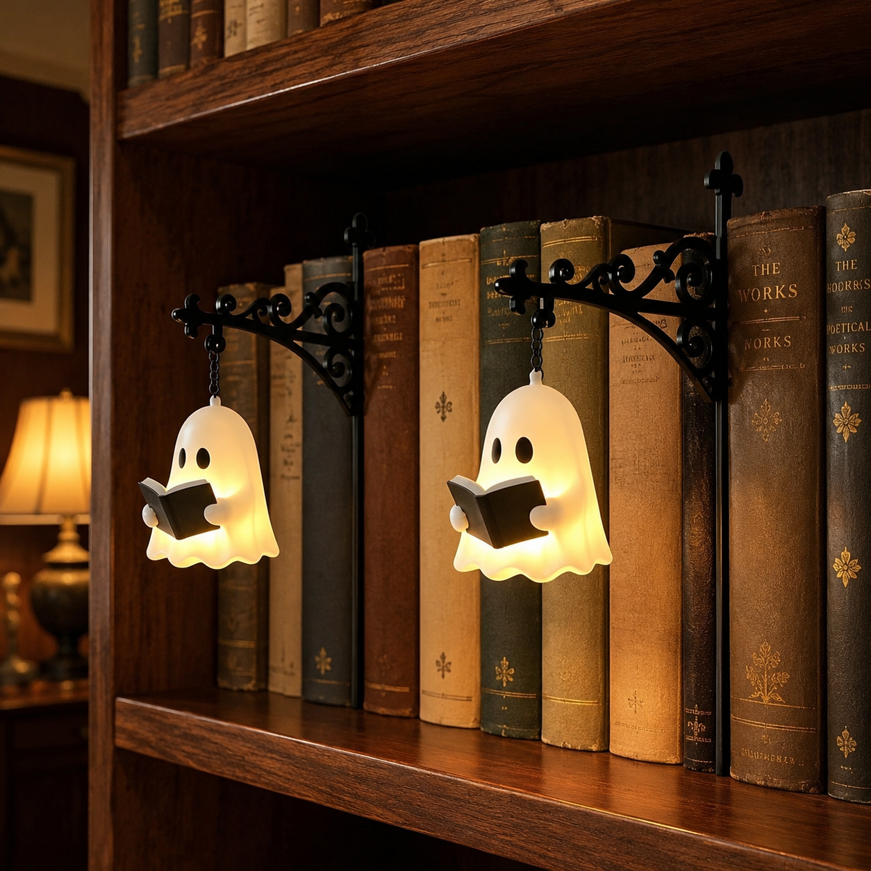 Whimsical Ghost Reading Shelf Lantern