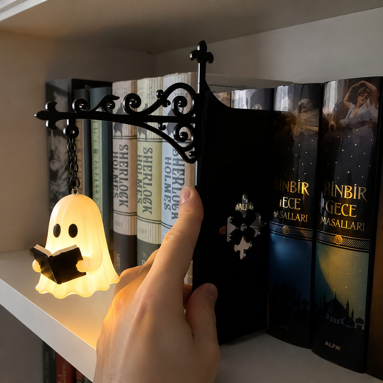 Whimsical Ghost Reading Shelf Lantern