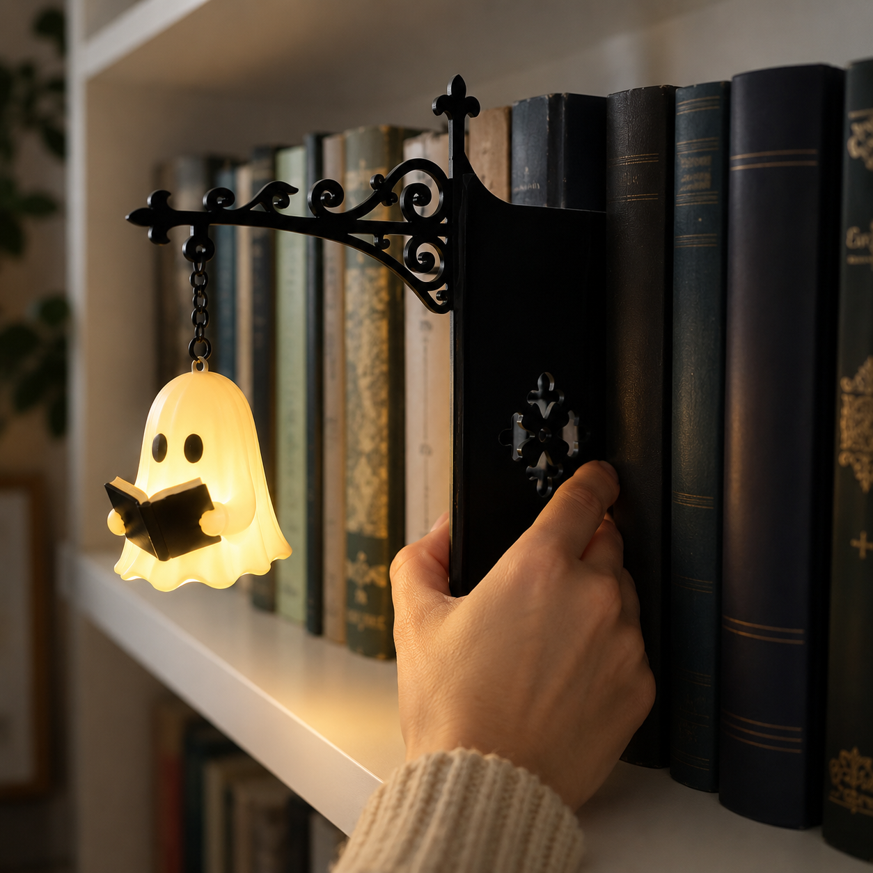 Whimsical Ghost Reading Shelf Lantern