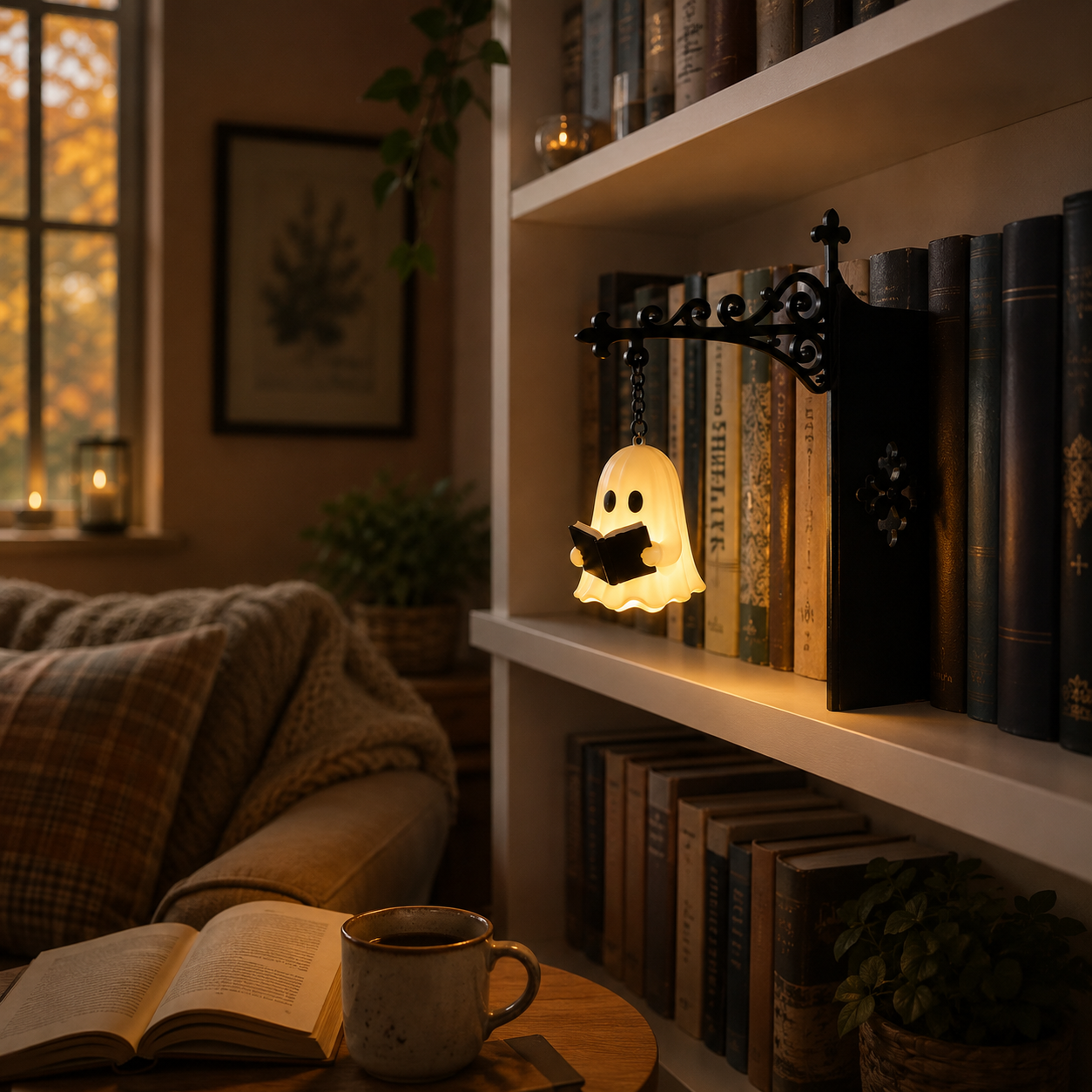 Whimsical Ghost Reading Shelf Lantern