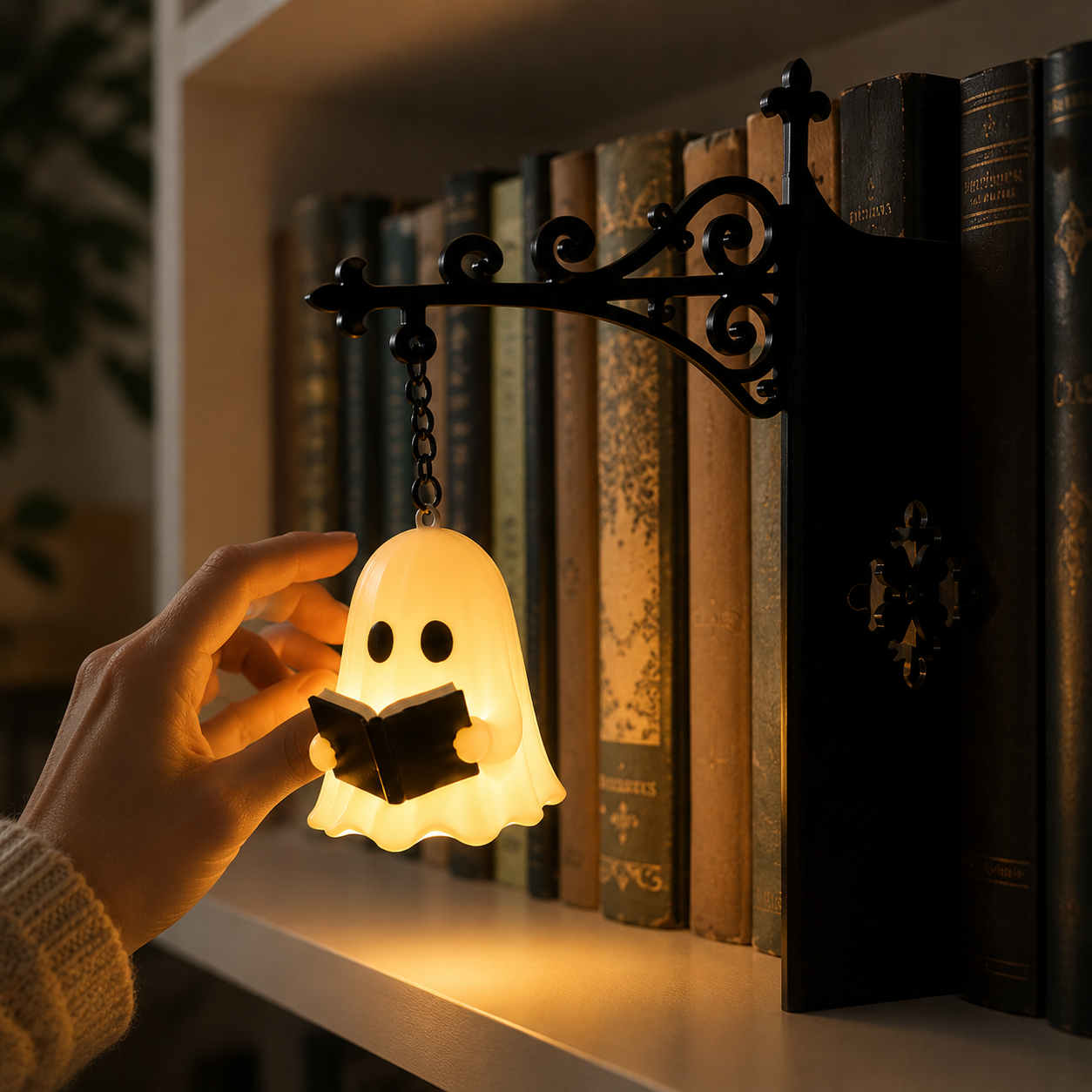 Whimsical Ghost Reading Shelf Lantern