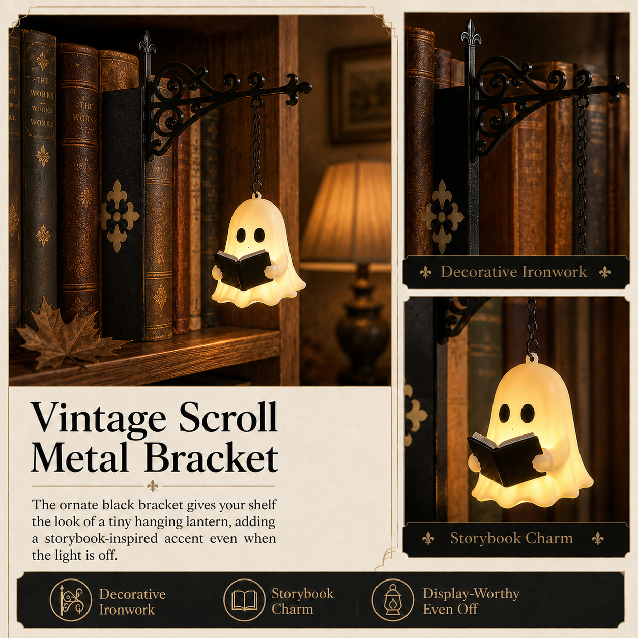 Whimsical Ghost Reading Shelf Lantern
