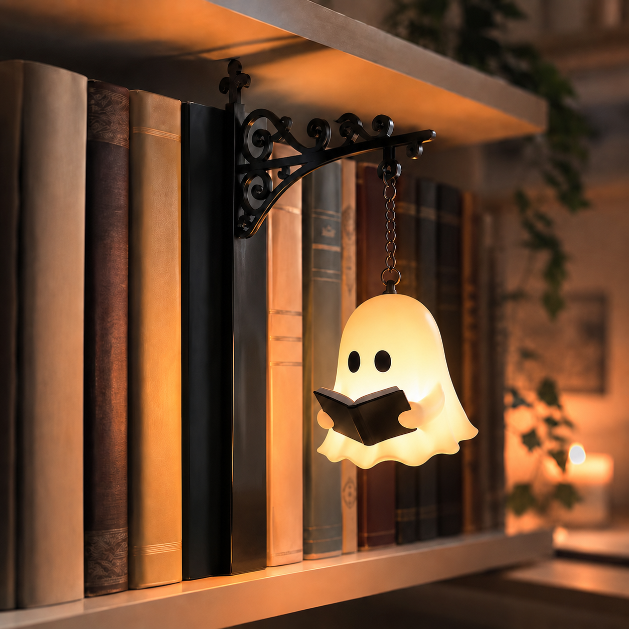 Whimsical Ghost Reading Shelf Lantern