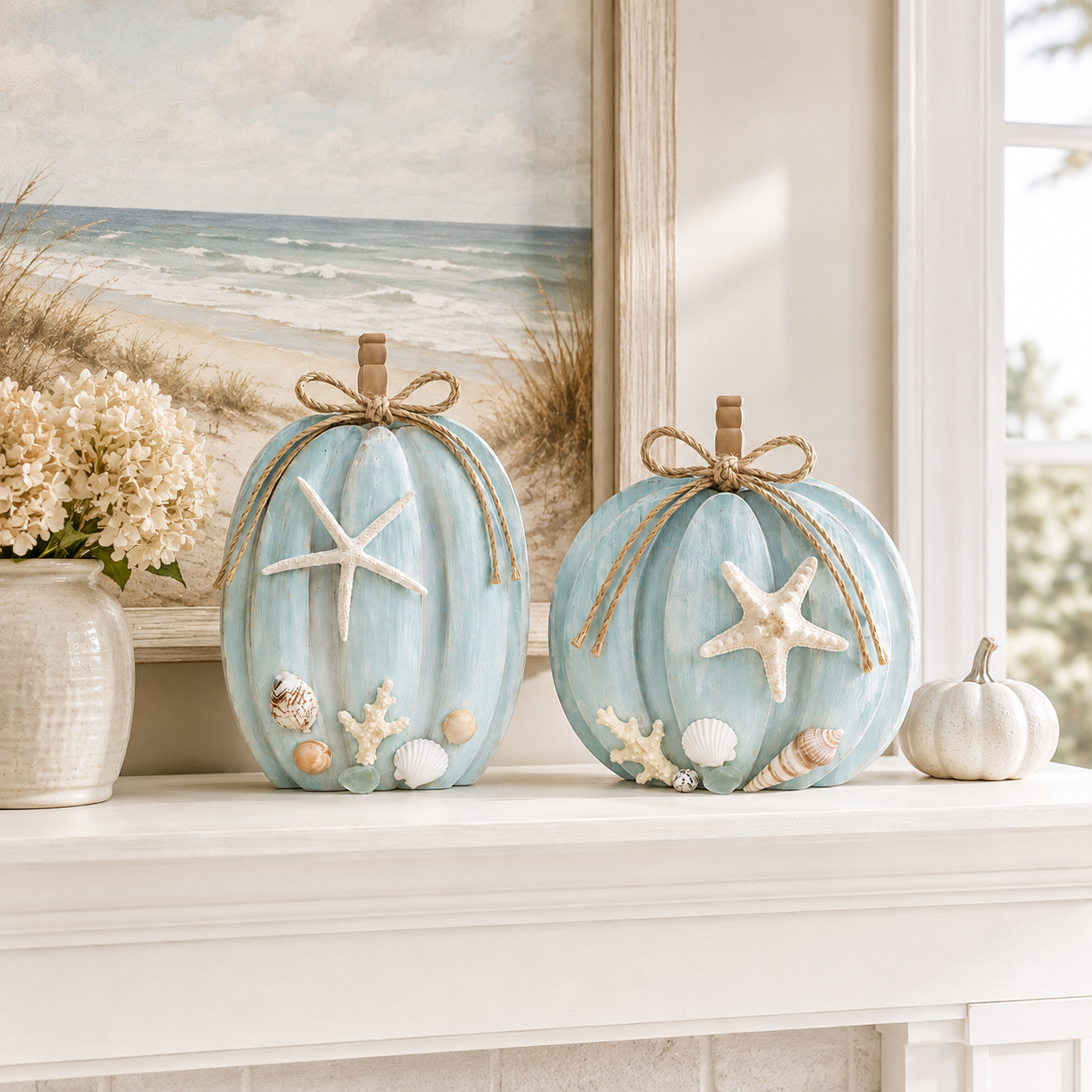 Coastal Starfish Pumpkin Decor, Set of 2