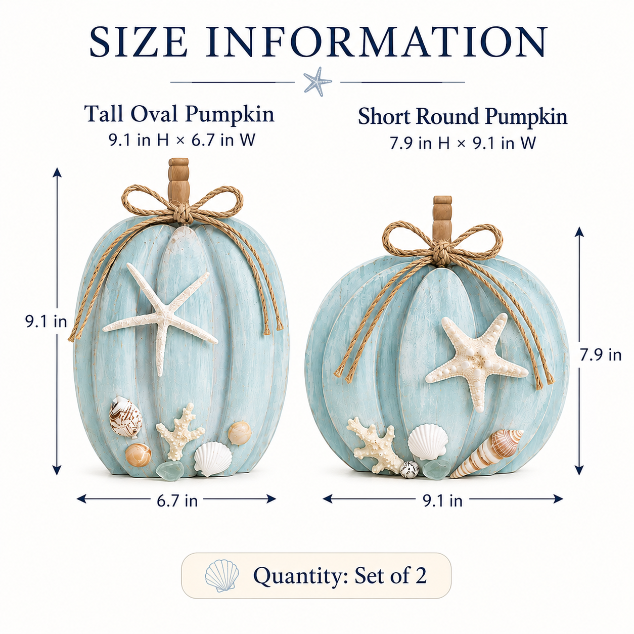 Coastal Starfish Pumpkin Decor, Set of 2