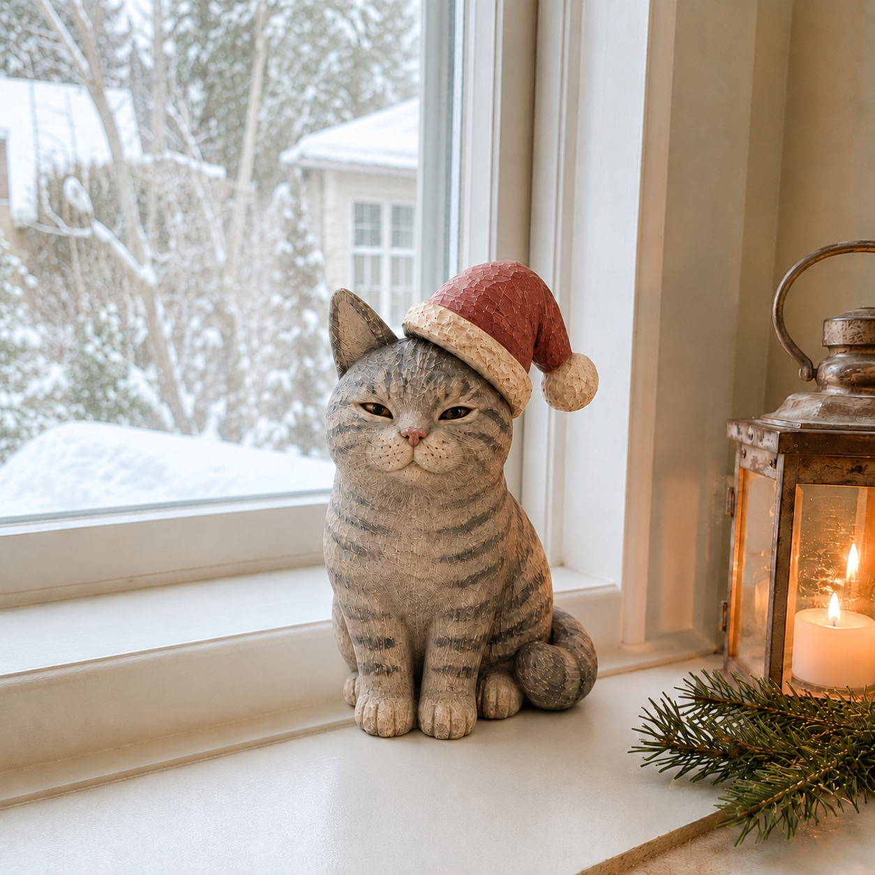 Cozy Vintage Christmas Cat Figurines
