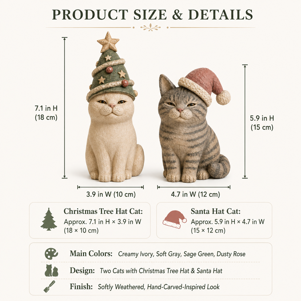 Cozy Vintage Christmas Cat Figurines
