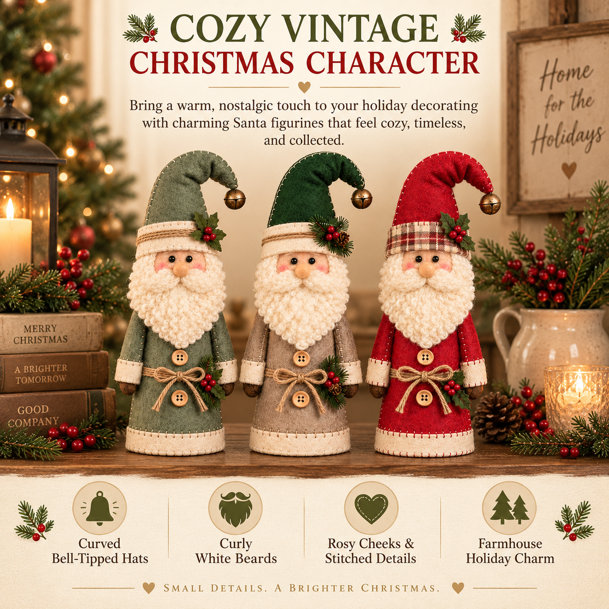 Cozy Vintage Christmas Santa Figurines