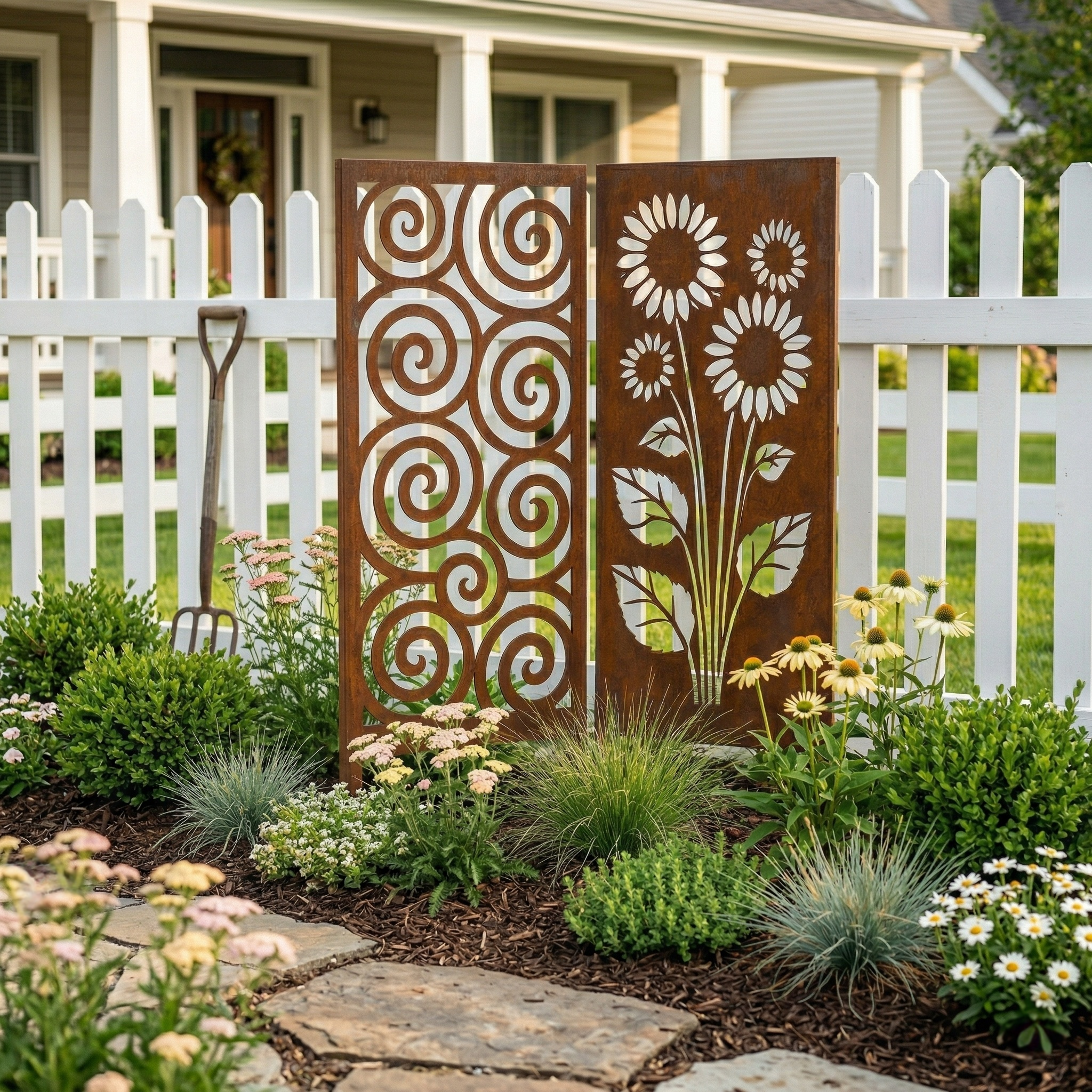 Rustic Metal Garden Panel Accent