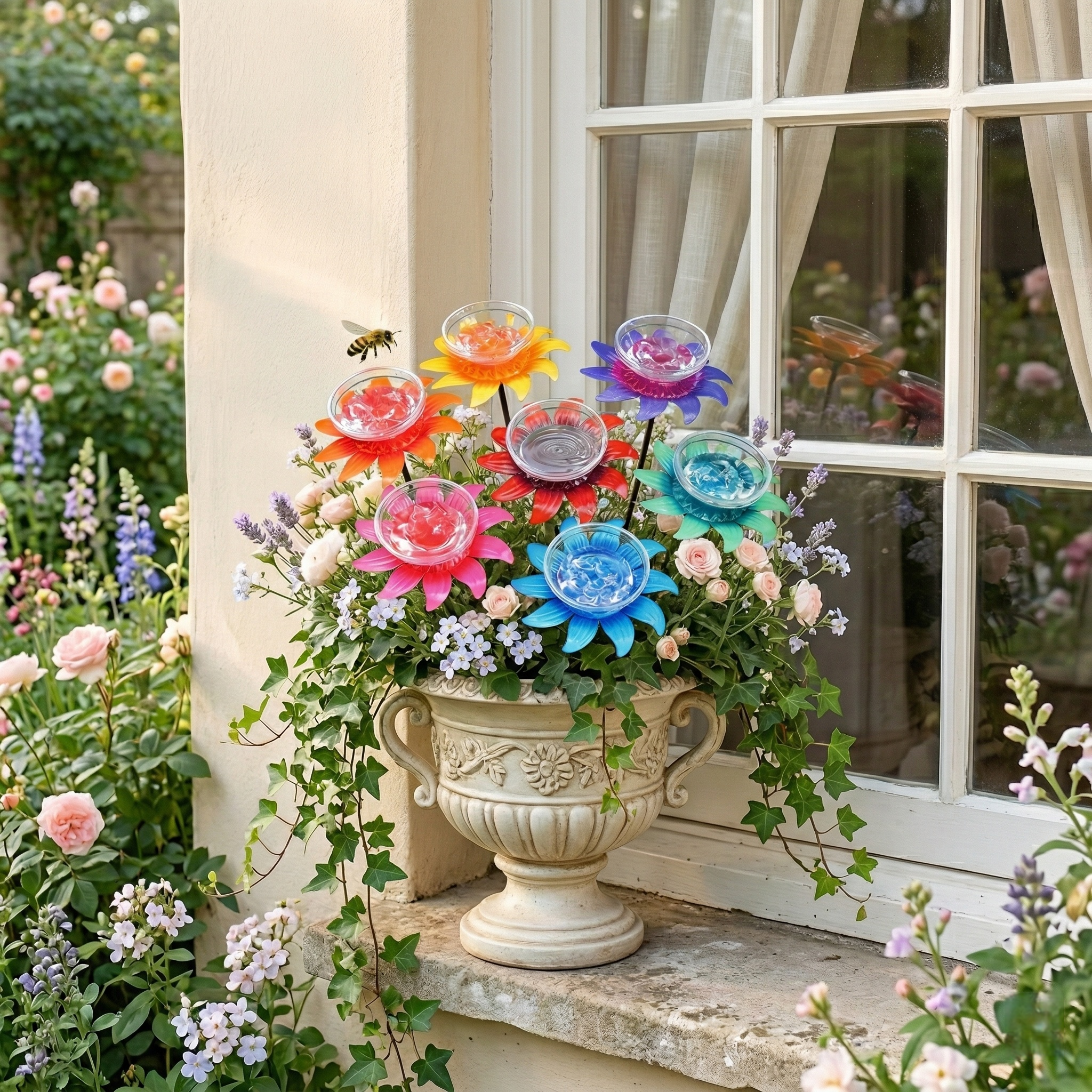 Colorful Flower Nectar Drinker Stakes