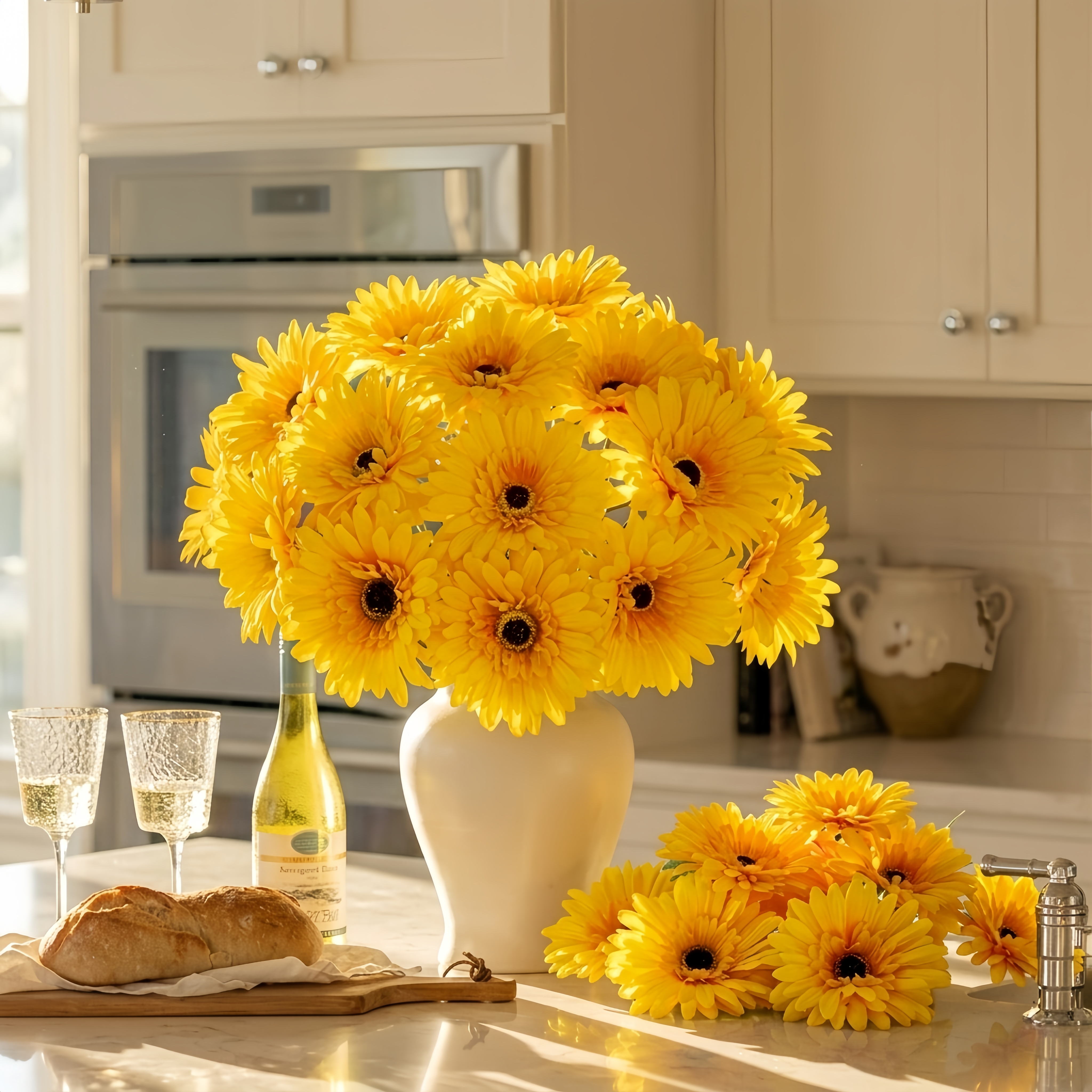 Full Bloom Artificial Daisy Bouquet – Set Of 5 For Home Décor