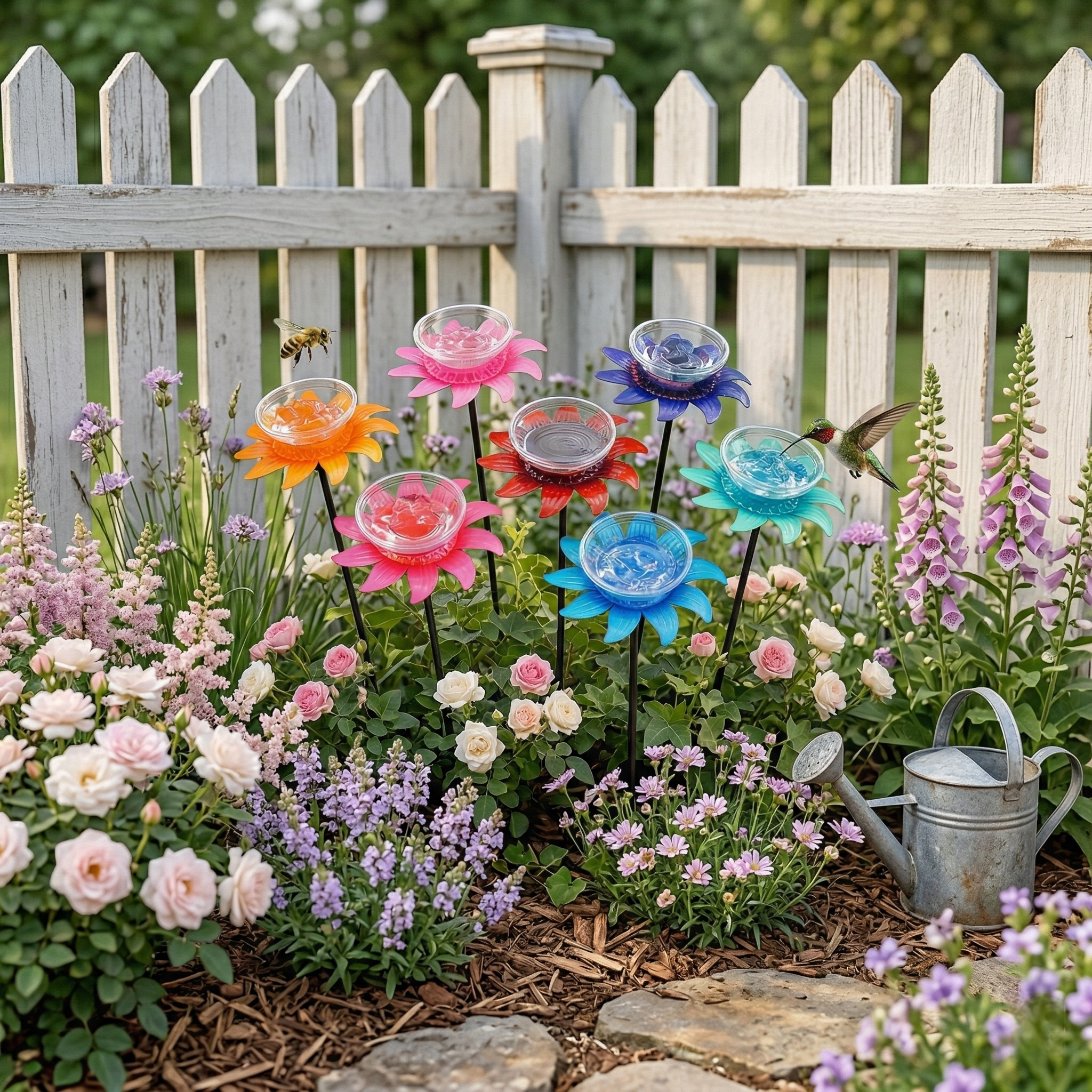Colorful Flower Nectar Drinker Stakes