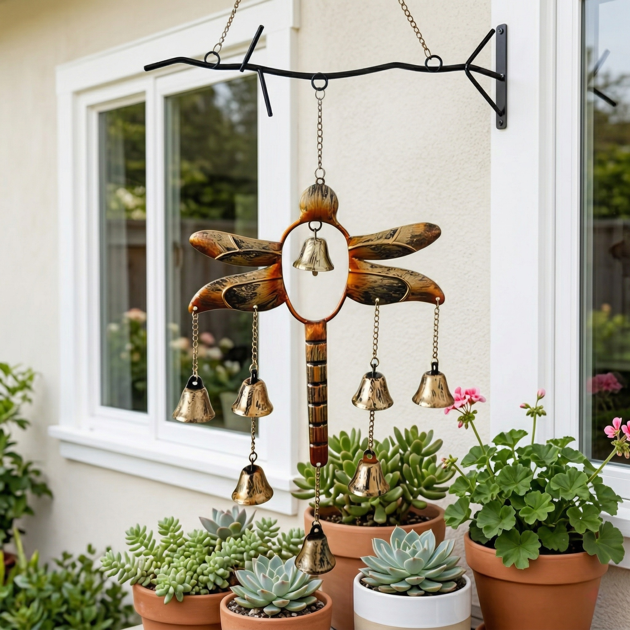 Rustic Dragonfly Bell Wind Chime