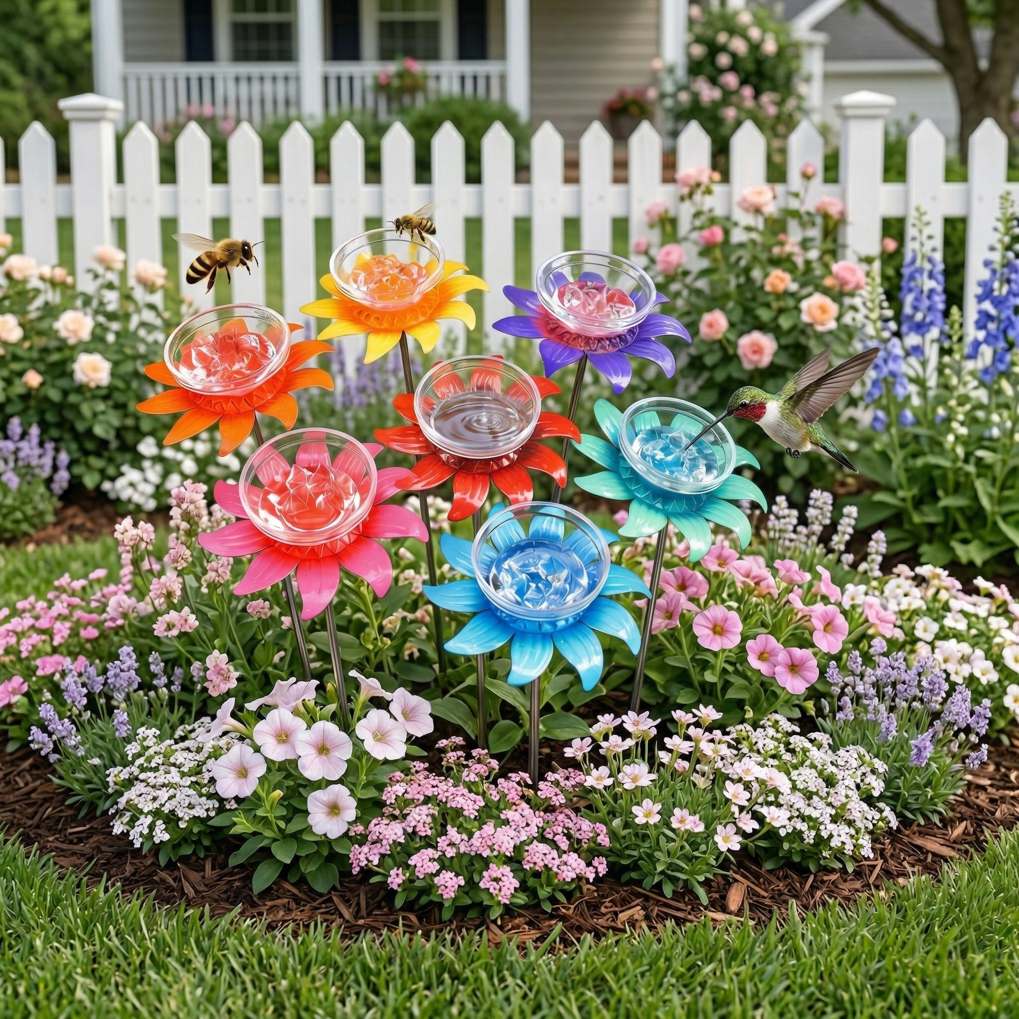 Colorful Flower Nectar Drinker Stakes