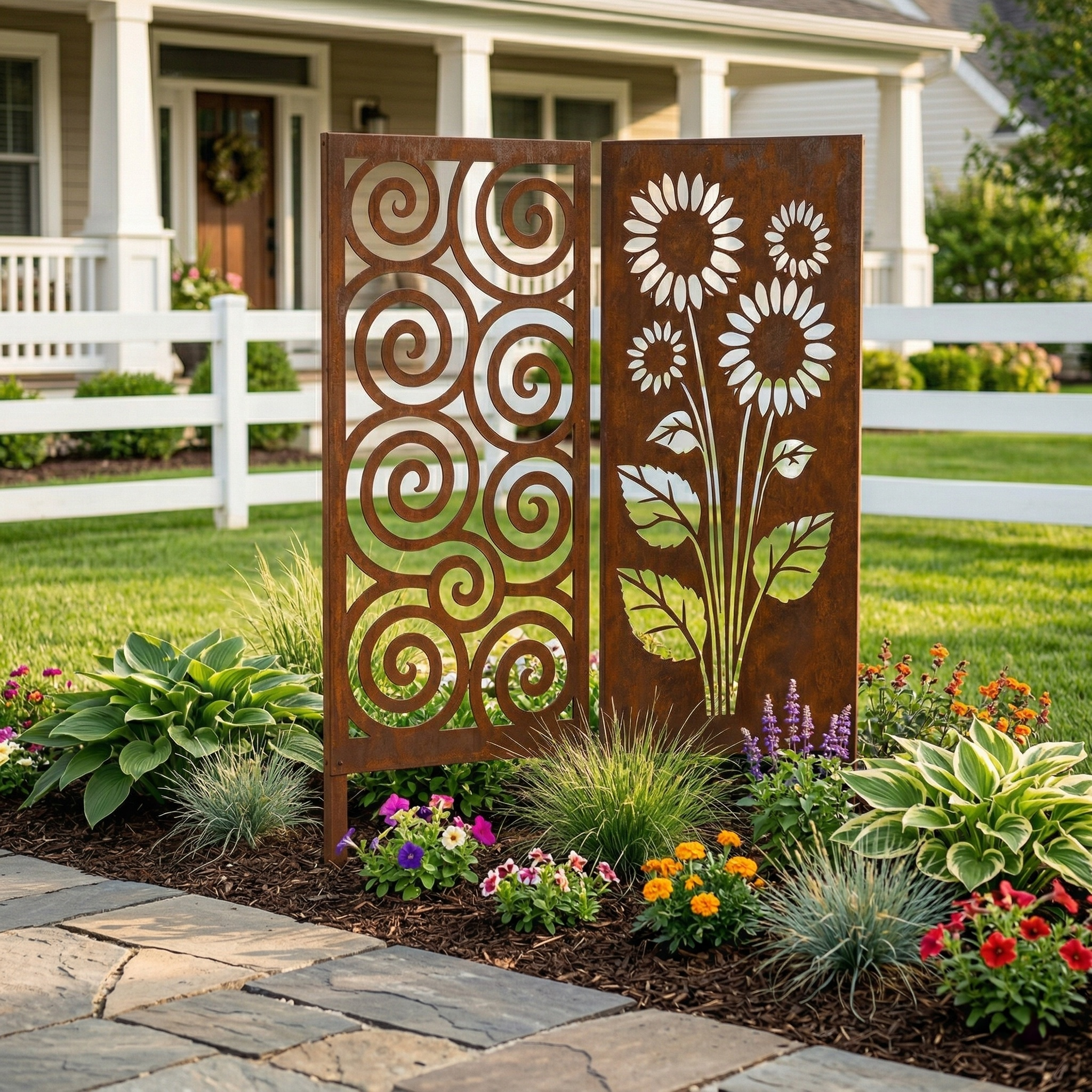 Rustic Metal Garden Panel Accent