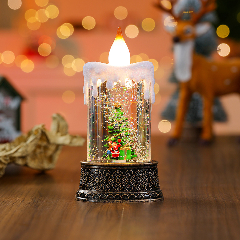 Christmas LED Candle Lamp with Snowflake Crystal Glow