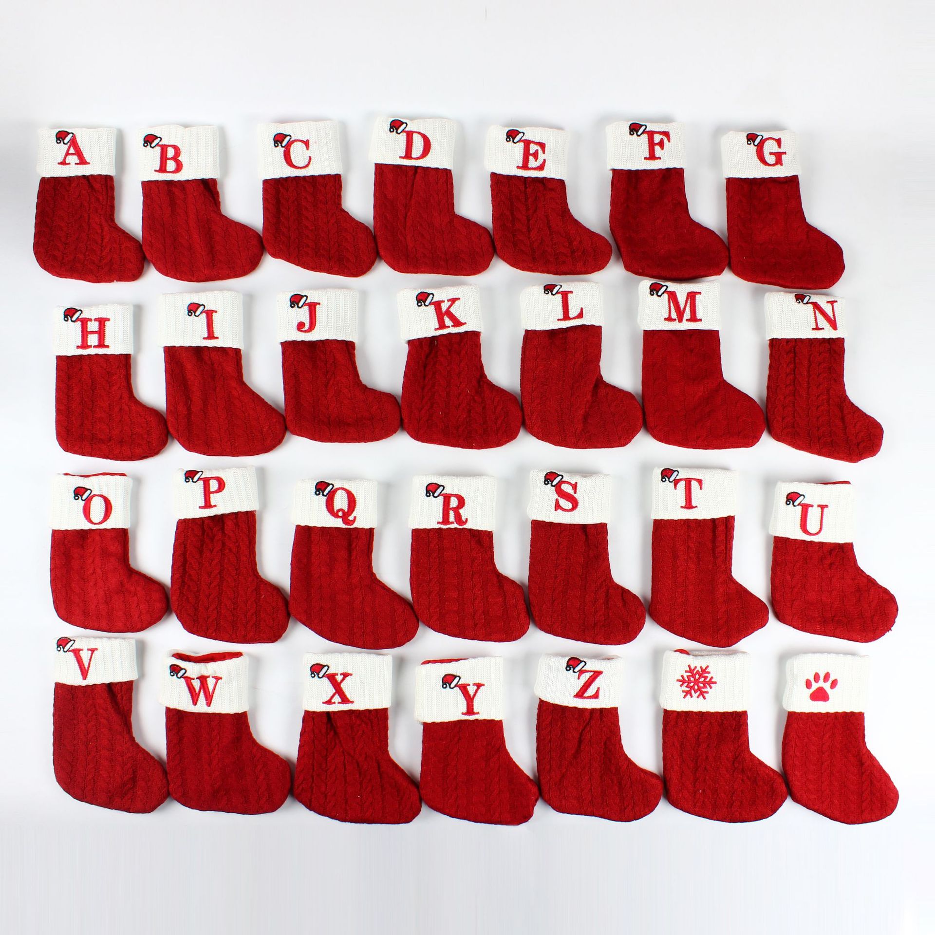 Knitted Christmas Stockings with Initial Embroidery