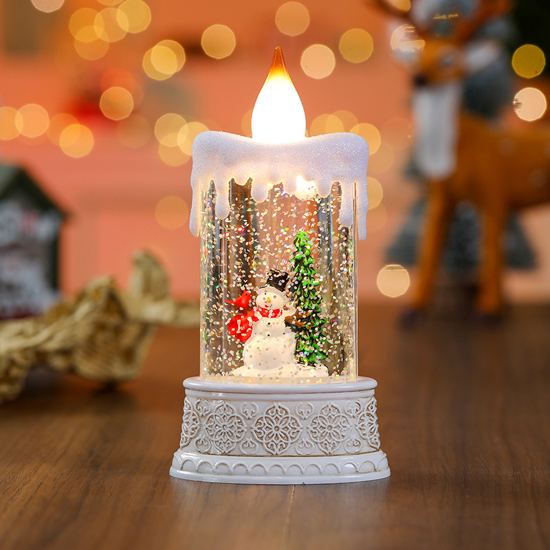 Christmas LED Candle Lamp with Snowflake Crystal Glow