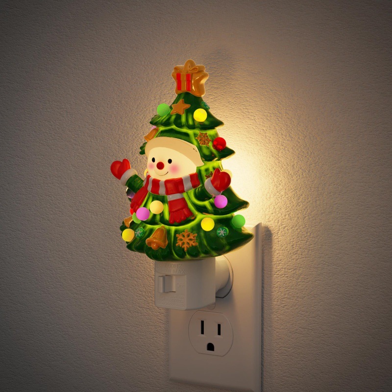 Snowman Christmas Tree Night Light Plug In Wall Light