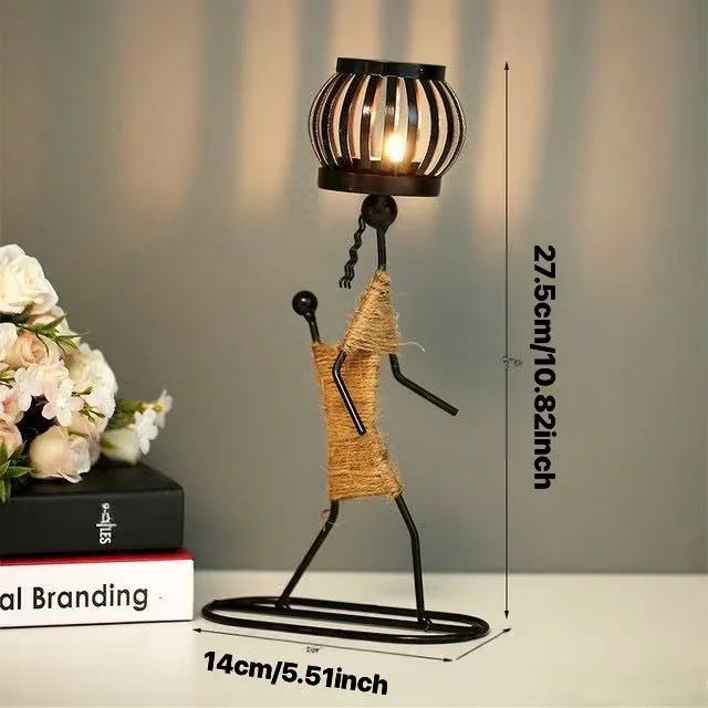 Handcrafted Metal Figurine Candle Holder Lantern