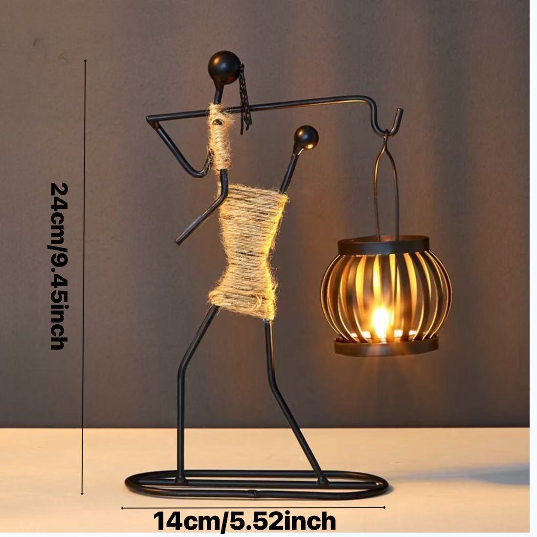 Handcrafted Metal Figurine Candle Holder Lantern