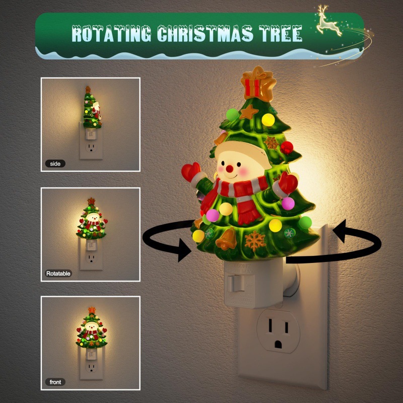 Snowman Christmas Tree Night Light Plug In Wall Light