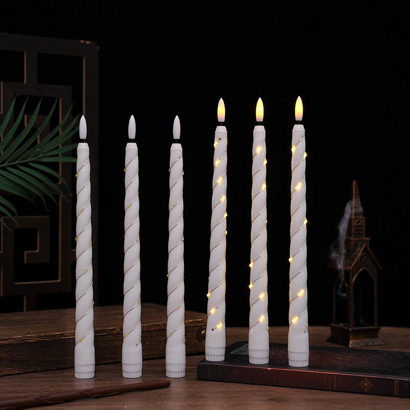 6 Pack LED Flameless Spiral Taper Candles with Fairy Lights and Remote Control