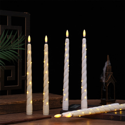 6 Pack LED Flameless Spiral Taper Candles with Fairy Lights and Remote Control