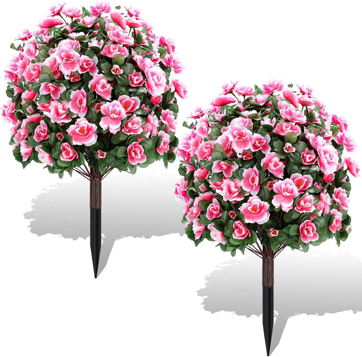 Pink Artificial Azalea Flower Ball with Ground Stake