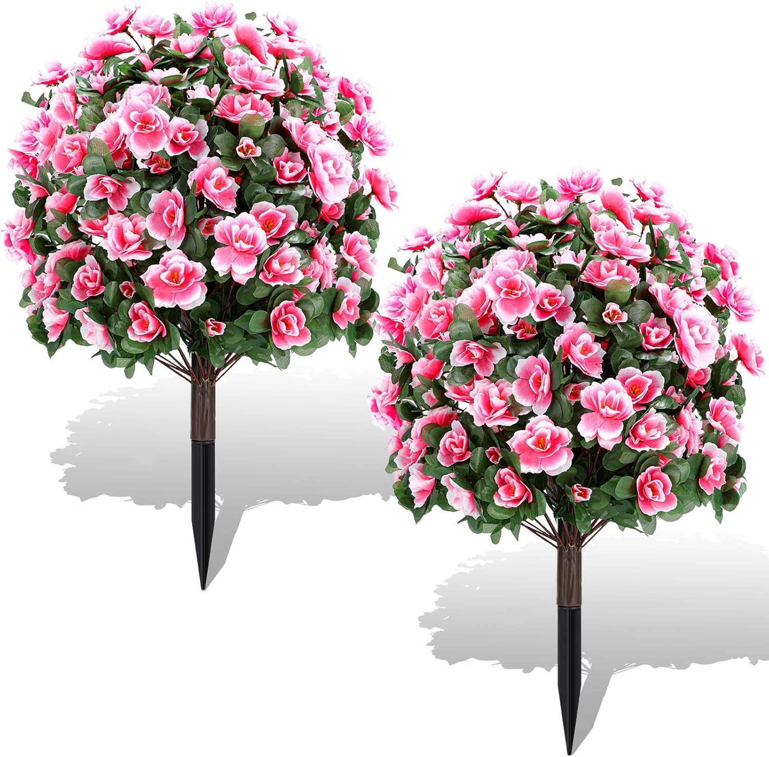 Pink Artificial Azalea Flower Ball with Ground Stake
