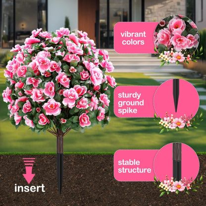 Pink Artificial Azalea Flower Ball with Ground Stake