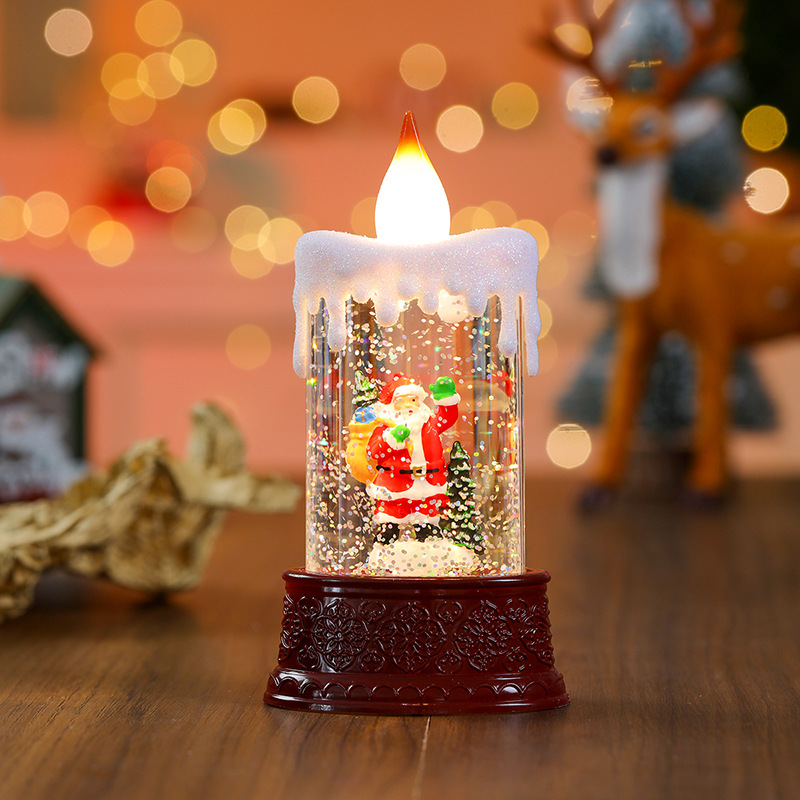 Christmas LED Candle Lamp with Snowflake Crystal Glow