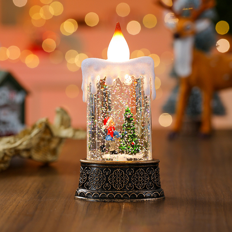 Christmas LED Candle Lamp with Snowflake Crystal Glow