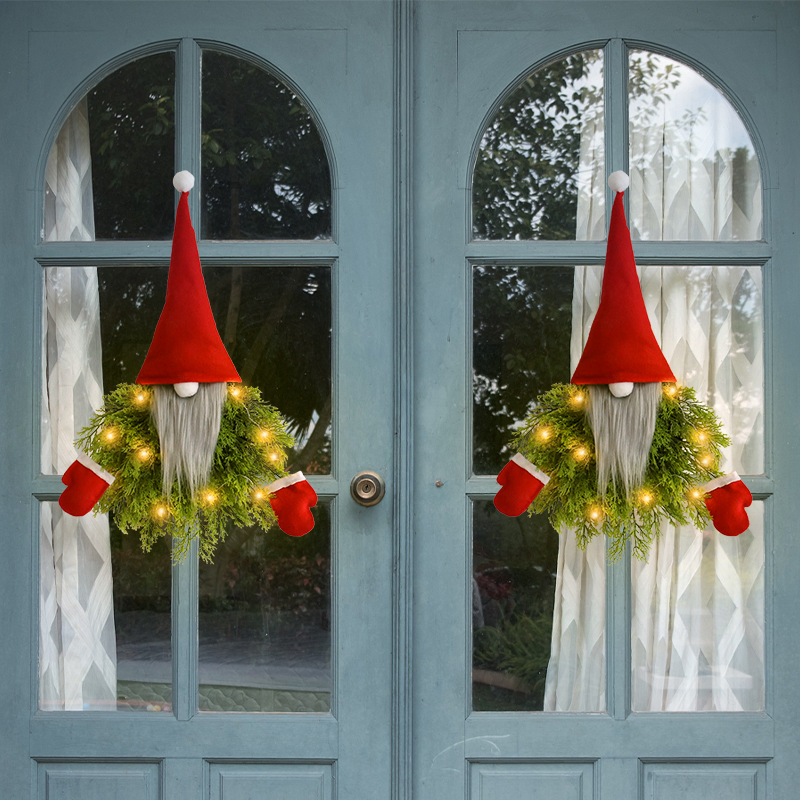 Christmas Gnome Wreath with LED Lights