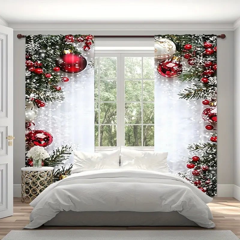 2 Panels Holiday Christmas Curtains for Windows