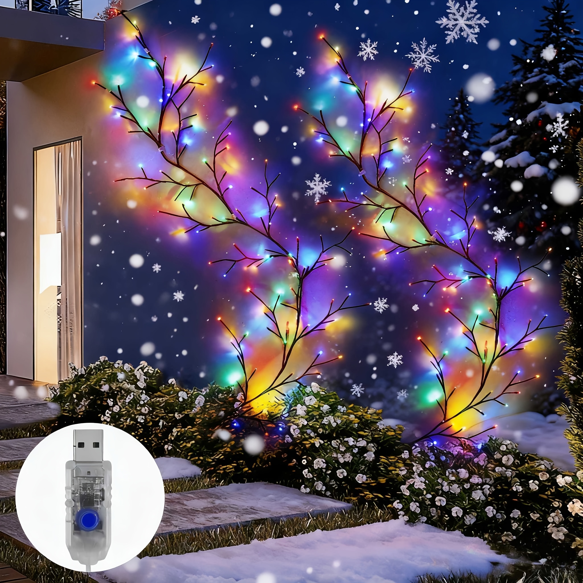 Christmas Branch Wall Lights with 96 LEDs, 8 Modes