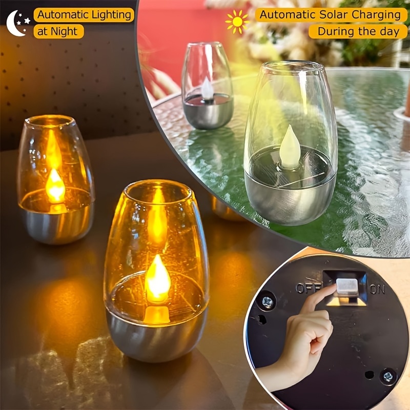4-Pack Solar Flickering LED Candle Lights