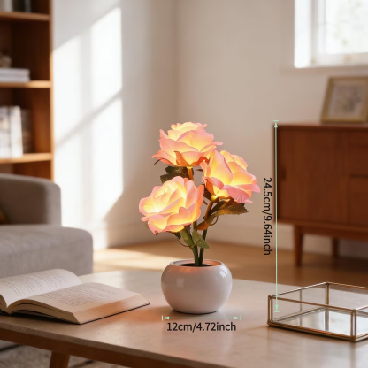 LED Pink Rose Flower Tabletop Night Light