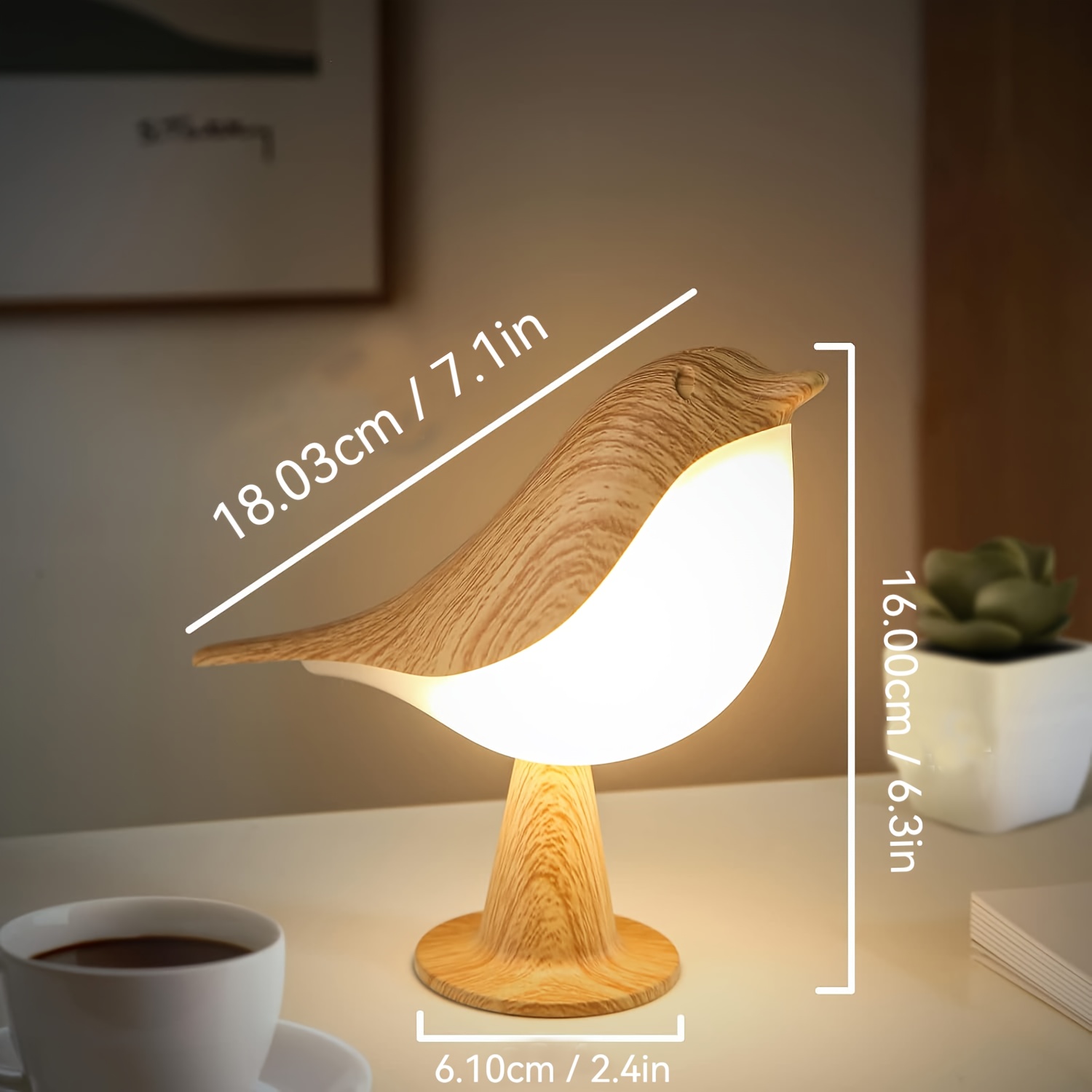 Bird-Shaped Touch Lamp with Remote Control, 3 Light Colors